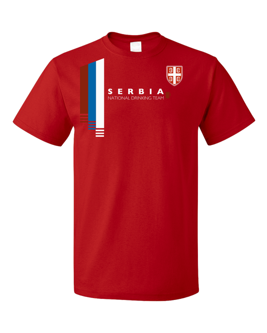 Standard Red Serbia National Drinking Team - Serbian Soccer Football Fan T-shirt