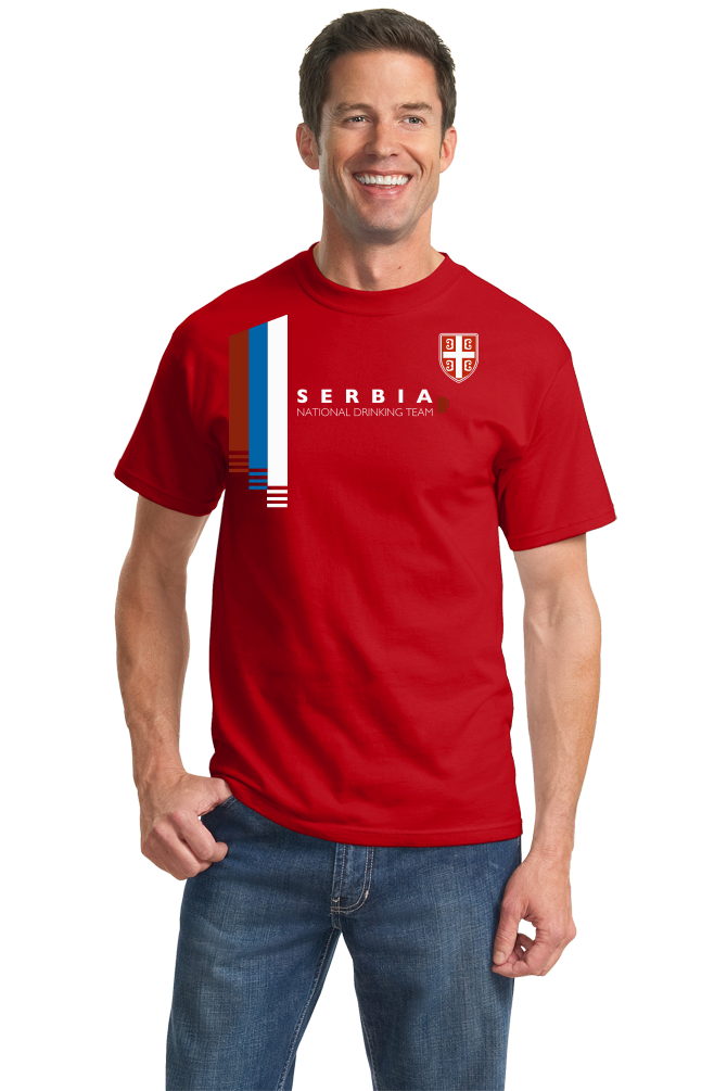 Standard Red Serbia National Drinking Team - Serbian Soccer Football Fan T-shirt
