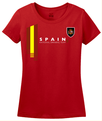 Ladies Red Spain National Drinking Team - Spanish Futbol Soccer Funny T-shirt