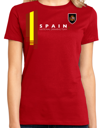 Ladies Red Spain National Drinking Team - Spanish Futbol Soccer Funny T-shirt