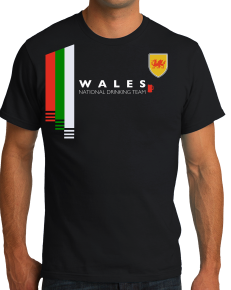 Standard Black Wales National Drinking Team - Welsh Soccer Football Fan Pub T-shirt