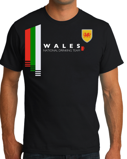 Standard Black Wales National Drinking Team - Welsh Soccer Football Fan Pub T-shirt