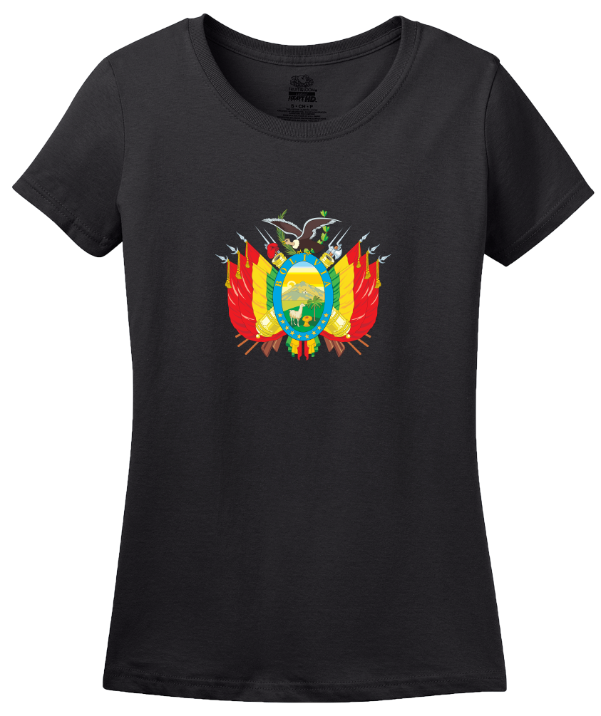 Ladies Black Bolivian Coat Of Arms - Bolivia Pride Heritage Love Ancestry T-shirt