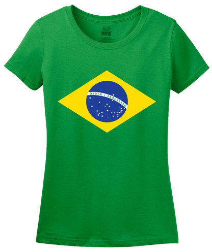 Ladies Green Brazil National Flag T-shirt
