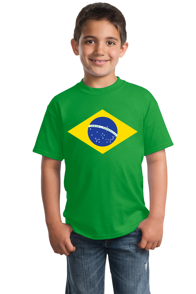 Youth Green Brazil National Flag T-shirt