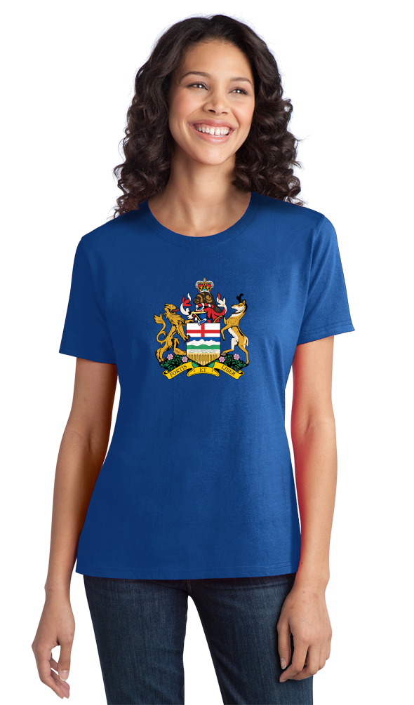 Ladies Royal Alberta Provincial Coat Of Arms - Canada Banff Calgary Flag T-shirt