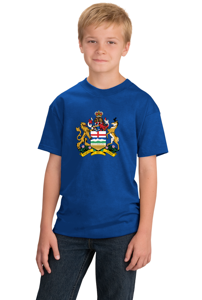 Youth Royal Alberta Provincial Coat Of Arms - Canada Banff Calgary Flag T-shirt
