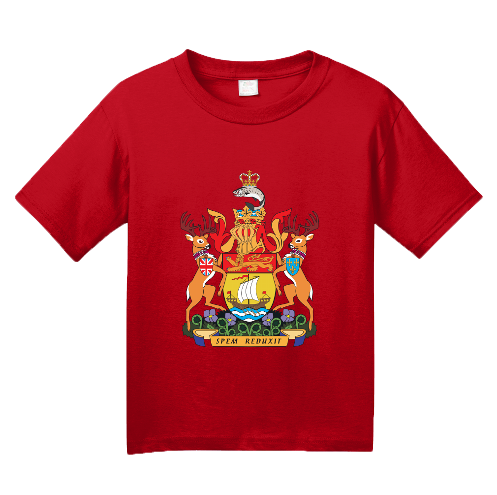 Youth Red New Brunswick Provincial Coat Of Arms - Canada Nouveau-Brunswick T-shirt