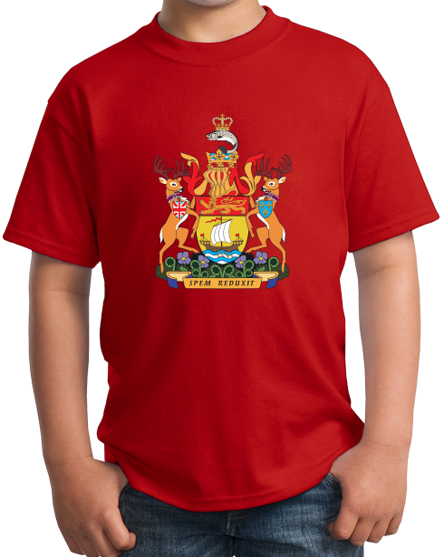Youth Red New Brunswick Provincial Coat Of Arms - Canada Nouveau-Brunswick T-shirt