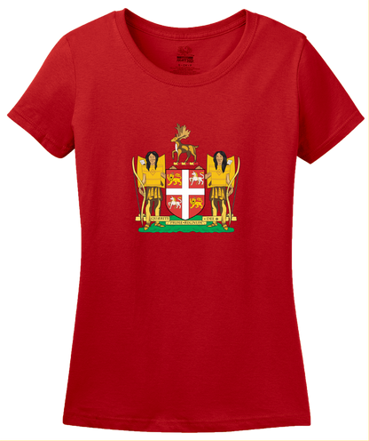 Ladies Red Newfoundland & Labrador Provincial Coat Of Arms - Newfie Pride T-shirt