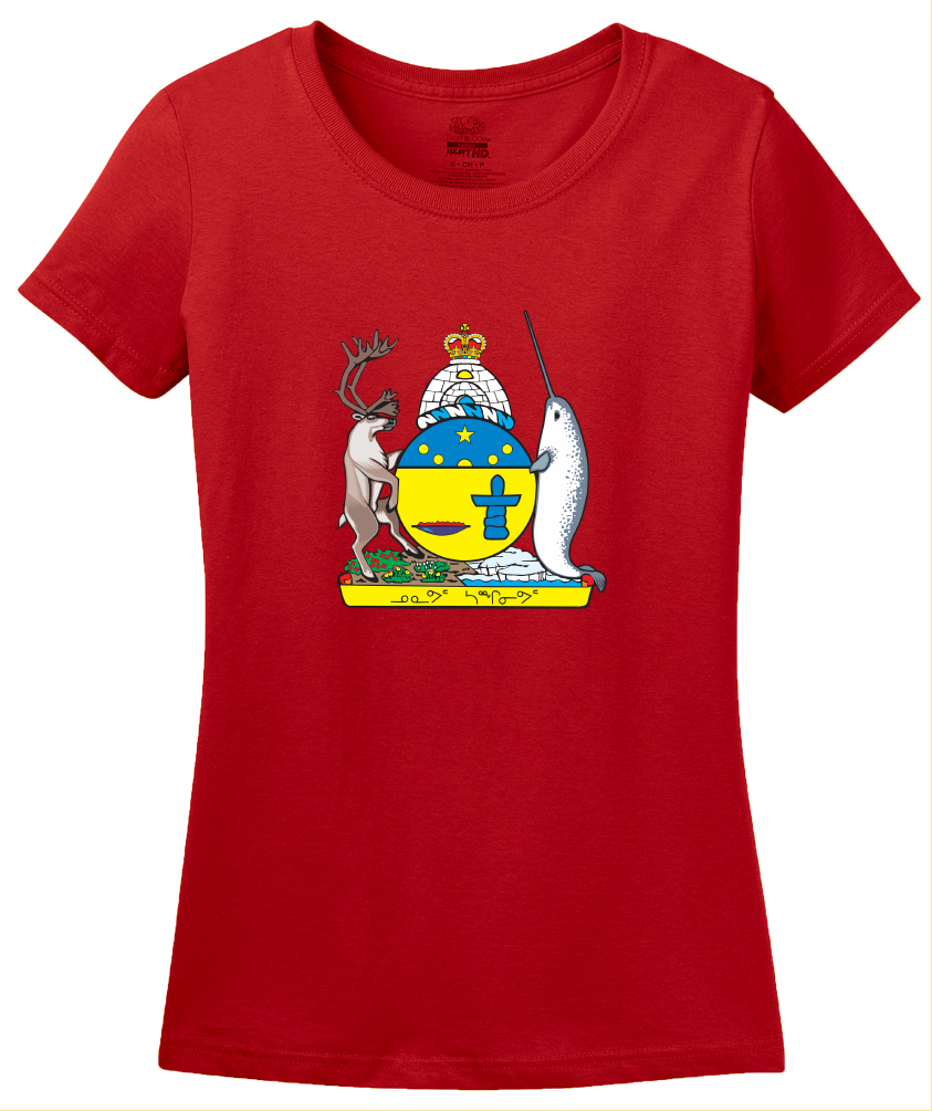 Ladies Red Nunavut Provincial Coat Of Arms - Canada Inuit Arctic Pride T-shirt