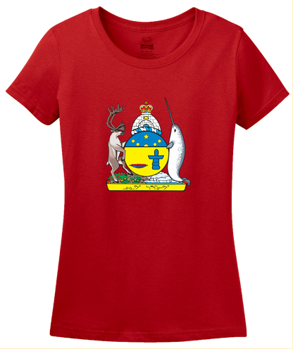 Ladies Red Nunavut Provincial Coat Of Arms - Canada Inuit Arctic Pride T-shirt