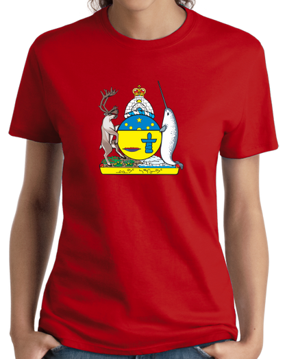 Ladies Red Nunavut Provincial Coat Of Arms - Canada Inuit Arctic Pride T-shirt