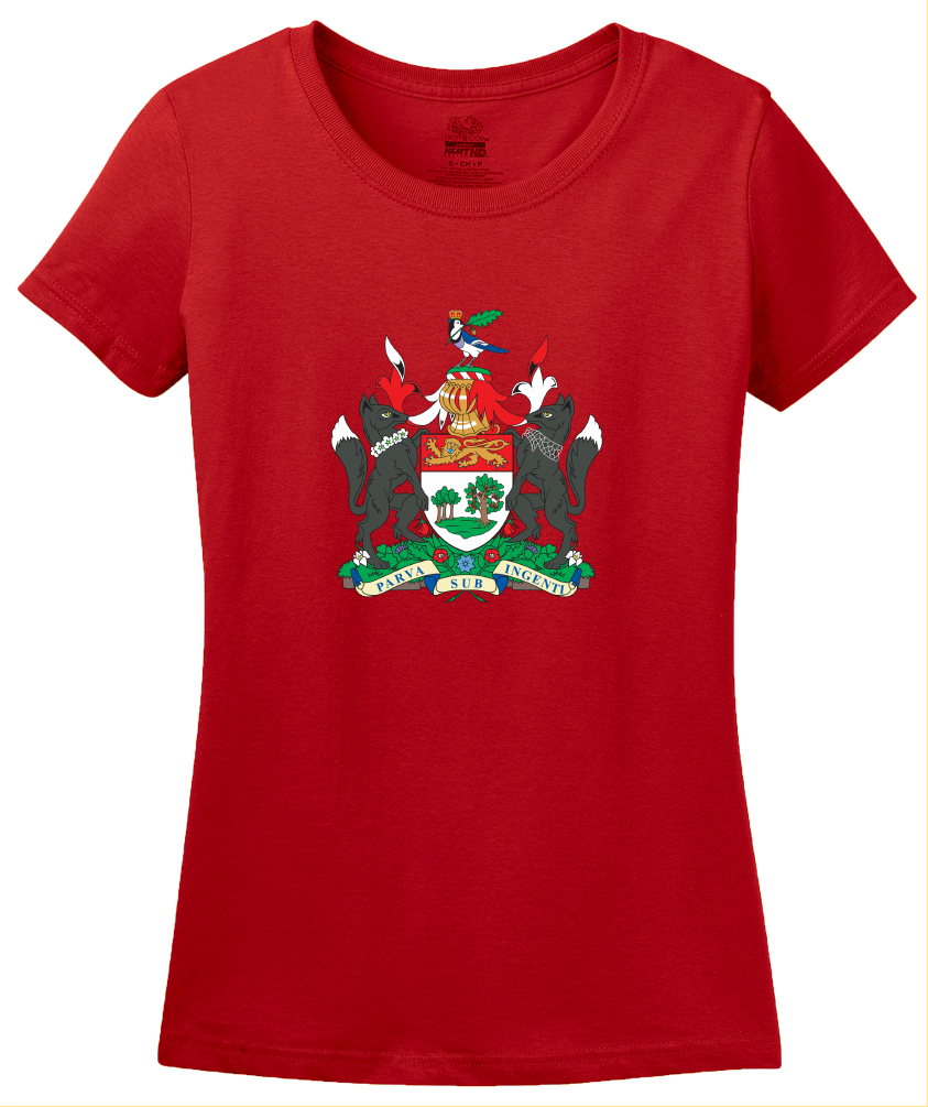 Ladies Red Prince Edward Island Province Coat Of Arms - PEI Canada Love T-shirt