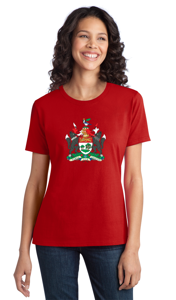 Ladies Red Prince Edward Island Province Coat Of Arms - PEI Canada Love T-shirt