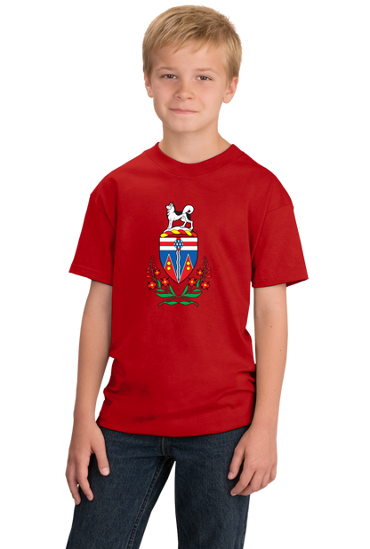 Youth Red Yukon Territory Coat Of Arms - Whitehorse Canada Kluane Gift T-shirt