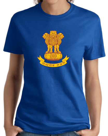 Ladies Royal Indian National Emblem - India Heritage Pride Ashoka Lion T-shirt