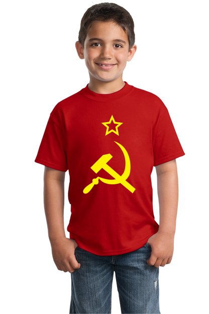 Youth Red USSR Hammer & Sickle Flag - Soviet Union Communism Russia T-shirt