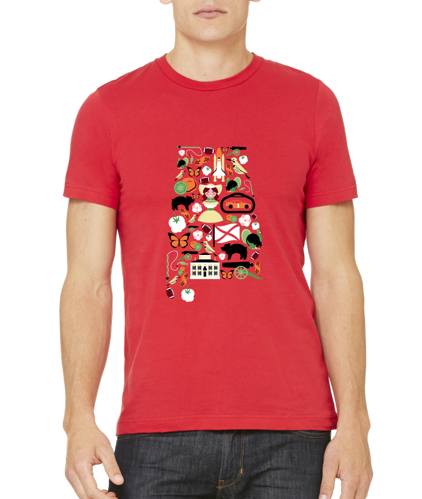 Standard Red Alabama Icon Map - Alabama Pride History Civil War Southern T-shirt
