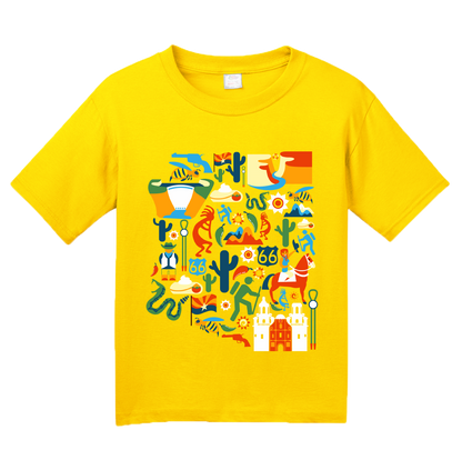 Youth Yellow Arizona Icon Map - Arizona Pride Love Map Fun Cute Gift T-shirt