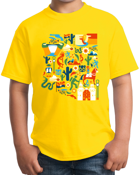 Youth Yellow Arizona Icon Map - Arizona Pride Love Map Fun Cute Gift T-shirt