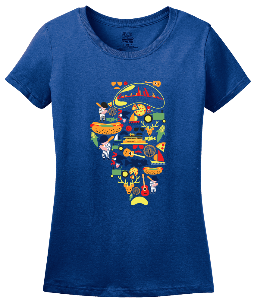 Ladies Royal Illinois Icon Map - Illinois Pride Chicago Love Midwest Cute T-shirt