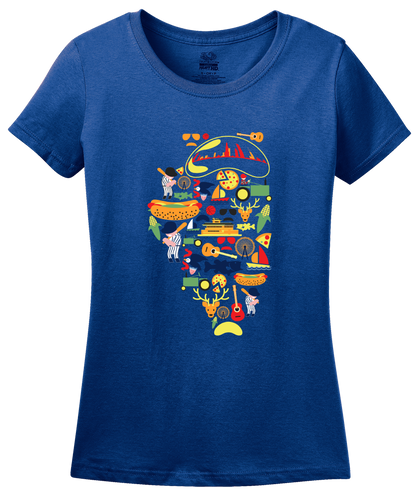 Ladies Royal Illinois Icon Map - Illinois Pride Chicago Love Midwest Cute T-shirt