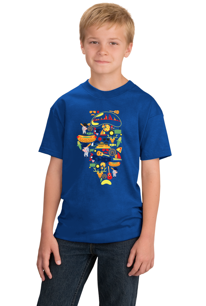 Youth Royal Illinois Icon Map - Illinois Pride Chicago Love Midwest Cute T-shirt