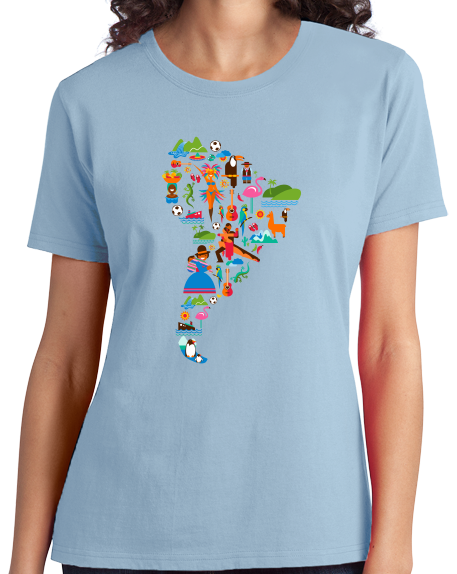 Ladies Light Blue South American Icon Map - Argentina Peru Culture Heritage Love T-shirt