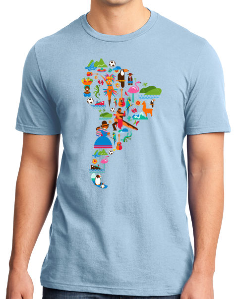 Standard Light Blue South American Icon Map - Argentina Peru Culture Heritage Love T-shirt