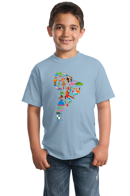 Youth Light Blue South American Icon Map - Argentina Peru Culture Heritage Love T-shirt