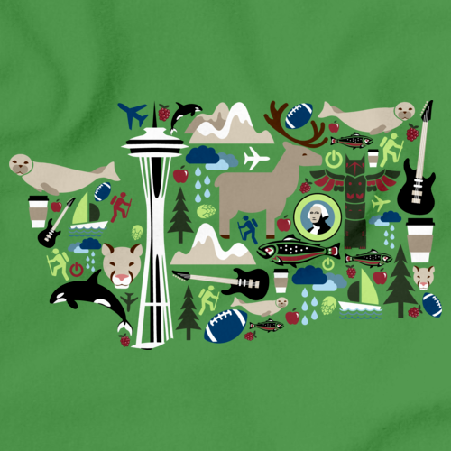 Washington Icon Map Green Art Preview