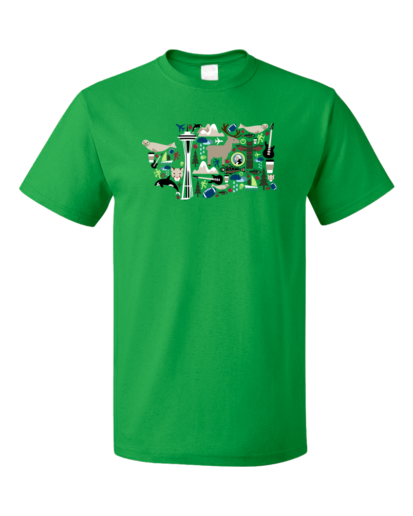 Standard Green Washington Icon Map - Evergreen State Love Seattle Pride T-shirt
