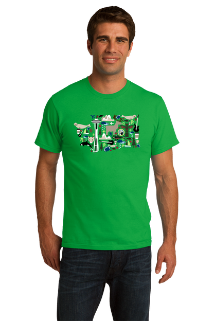 Standard Green Washington Icon Map - Evergreen State Love Seattle Pride T-shirt