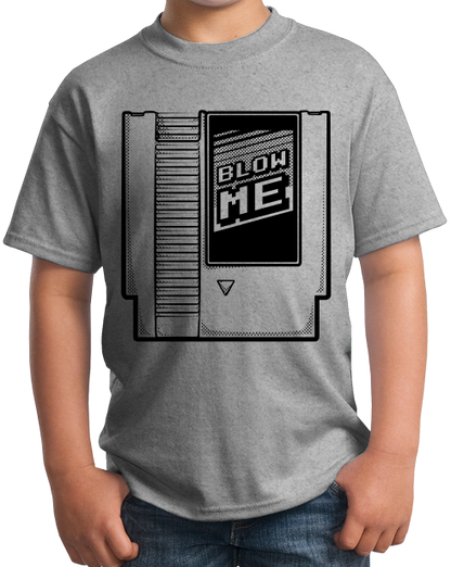 Youth Grey Blow Me - Old School Video Gamer T-shirt