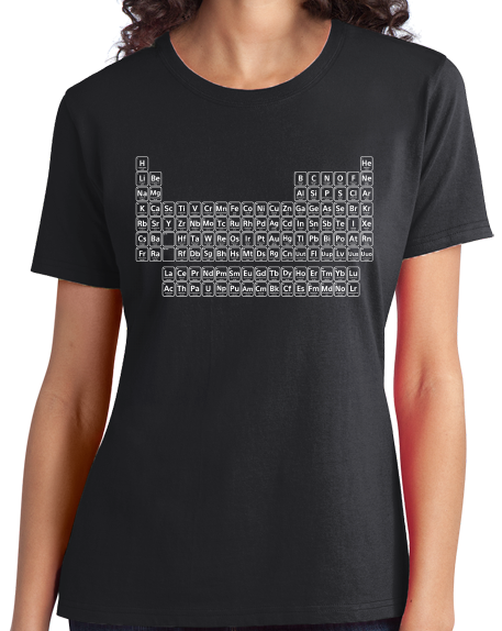 Ladies Black Periodic Table Of The Elements - Chemistry Science Funny Nerd T-shirt
