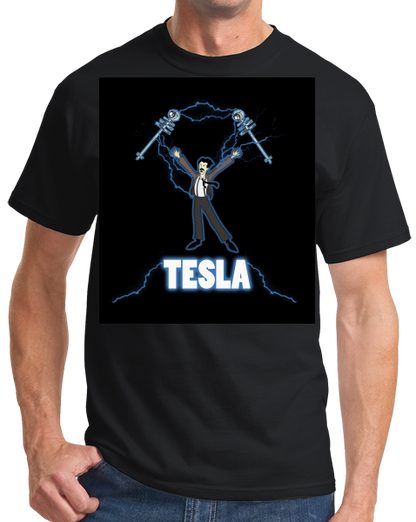 Standard Black Nikola Tesla Coil - Engineering Funny Electricity AC Humor Nerd T-shirt