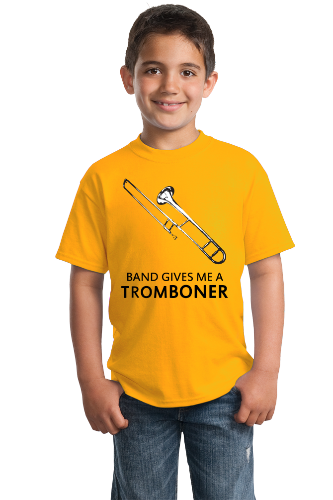 Youth Gold Band Gives Me A Tromboner - Marching Jazz Band Humor Camp Geek T-shirt