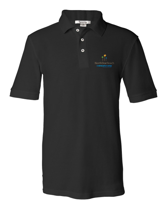 Unisex Pique Polo Black North Star Reach - Men's Pique Polo T-shirt