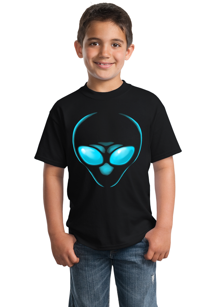 Youth Black Blue Eye Alien - Area 51 UFO Hunter Seeker Roswell Conspiracy T-shirt