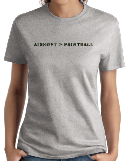 Ladies Grey Airsoft > Paintball - Paintball Gun Combat Enthusiast Humor T-shirt