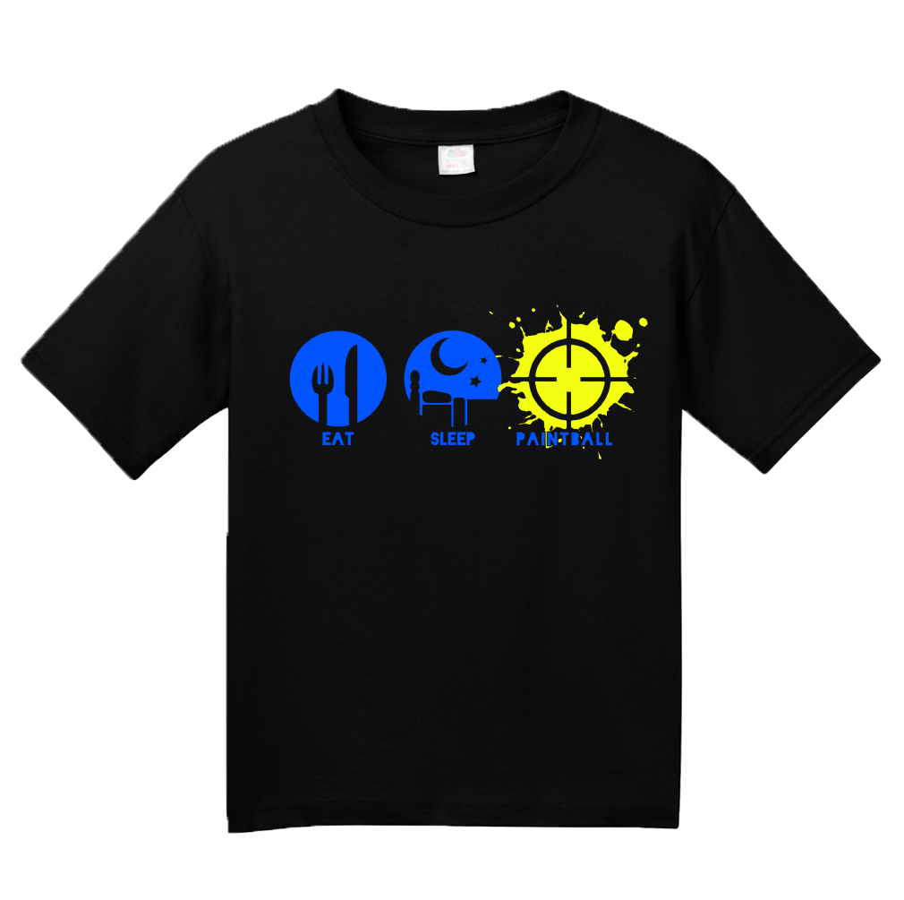 Youth Black Eat, Sleep, Paintball - Paintball Gun Combat Enthusiast Spyder T-shirt