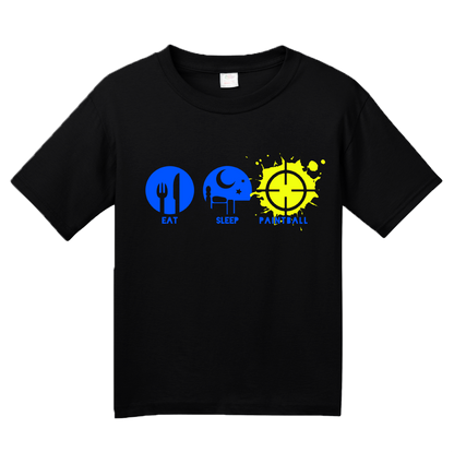 Youth Black Eat, Sleep, Paintball - Paintball Gun Combat Enthusiast Spyder T-shirt