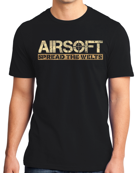 Standard Black Airsoft: Spread The Welts - Paintball Gun Humor Funny Player T-shirt