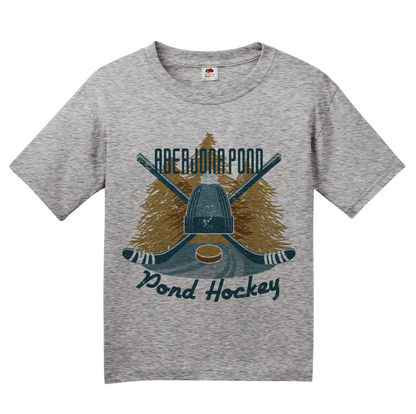 Youth Grey Aberjona Pond, MA Pond Hockey Old Time T-shirt