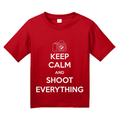 Youth Red Keep Calm And Shoot Everything - Photographer Humor Funny T-shirt