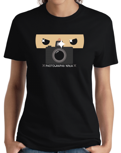 Ladies Black Photography Ninja - Funny Photographer Humor Camera Cute T-shirt