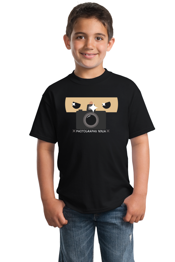 Youth Black Photography Ninja - Funny Photographer Humor Camera Cute T-shirt