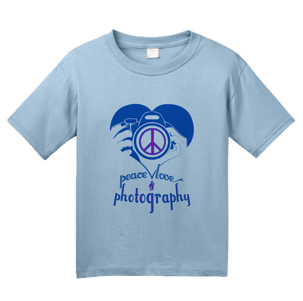 Youth Light Blue Peace, Love, Photography - Photographer Values Funny Pride T-shirt