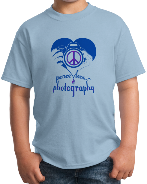 Youth Light Blue Peace, Love, Photography - Photographer Values Funny Pride T-shirt